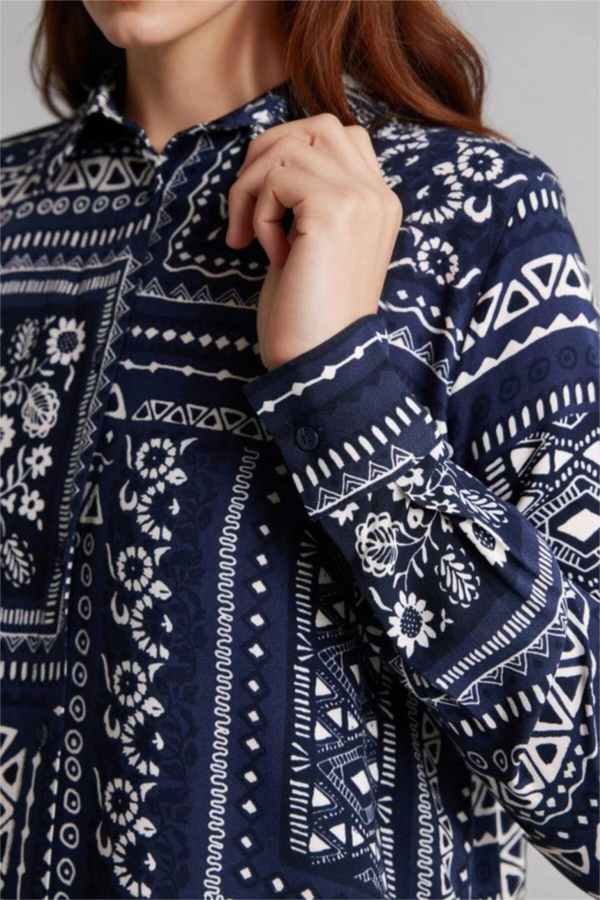 Defacto Kadın Long Sleeve Tunic T0609AZ - Koyu Lacivert