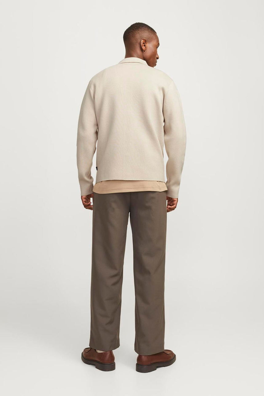 JACK&JONES JJELEGACY BLOCKING SWEAT HOOD NOOS 12271403 - Açık Krem