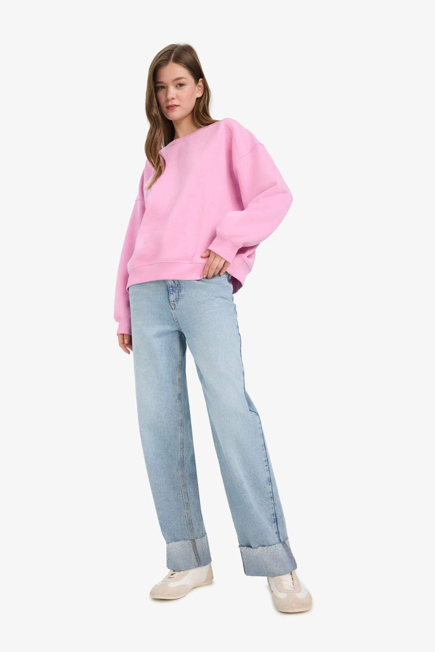 Defacto Kadin Sweat Shirt A4177Ax - Pembe