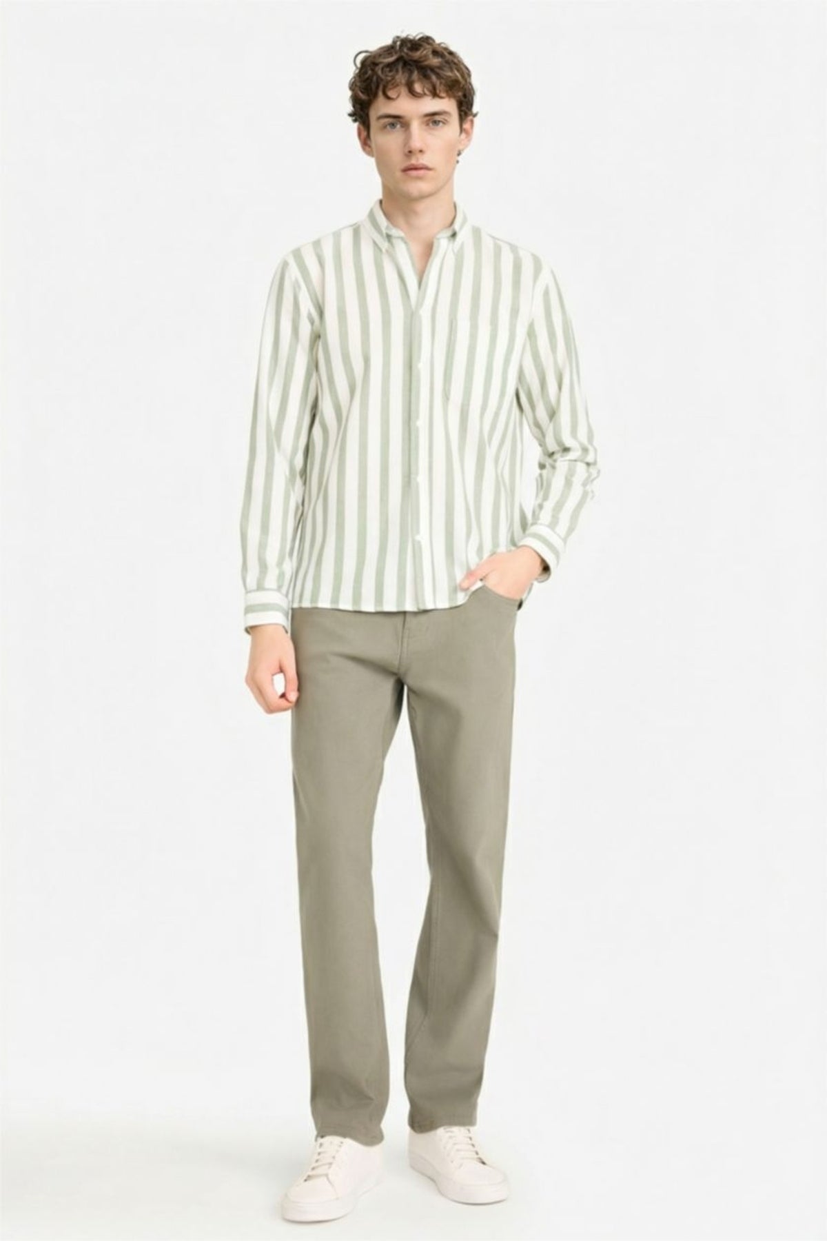 Defacto Erkek Long Sleeve Shirt D6114AX - Açık Yeşil