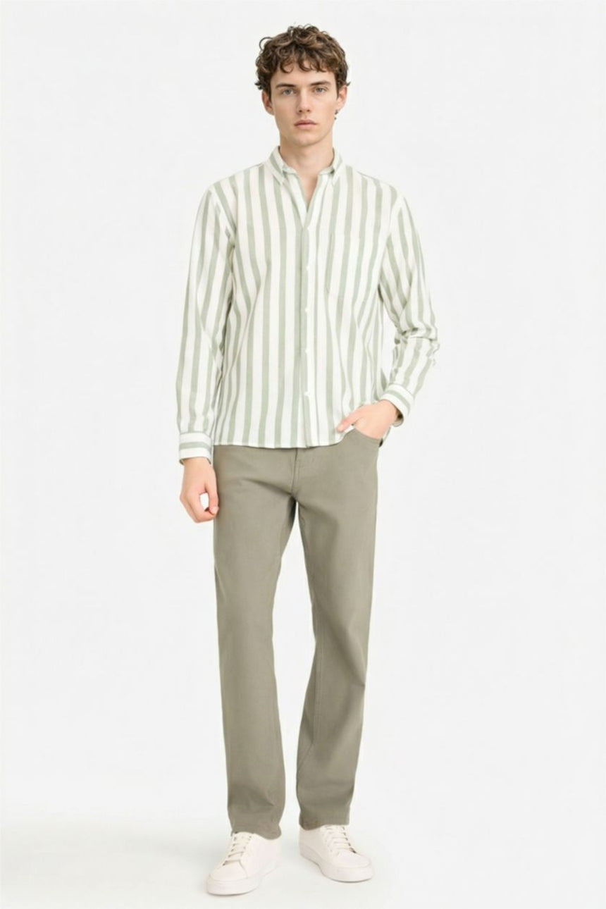Defacto Erkek Long Sleeve Shirt D6114AX - Açık Yeşil