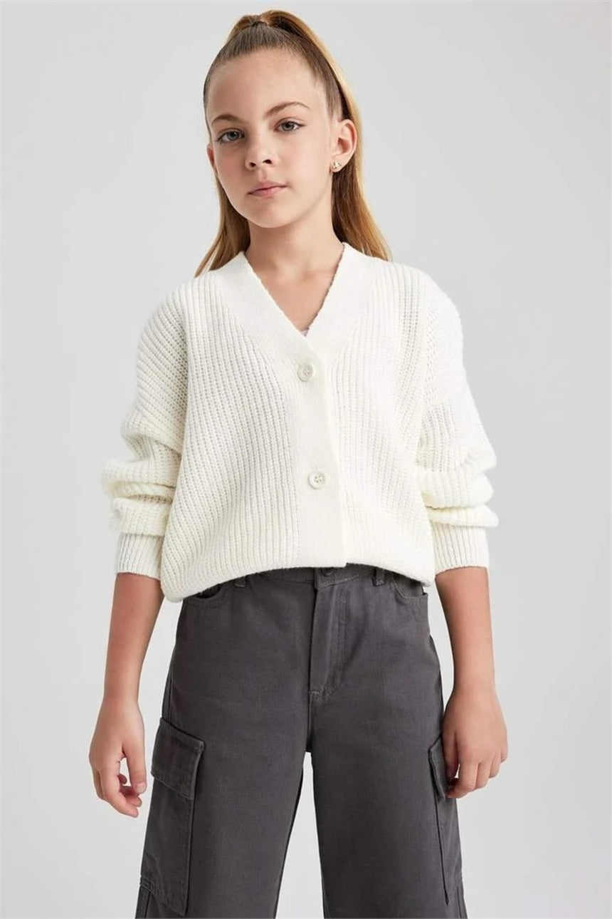 Defacto Çocuk Cardigan A2298A8 - Ekru