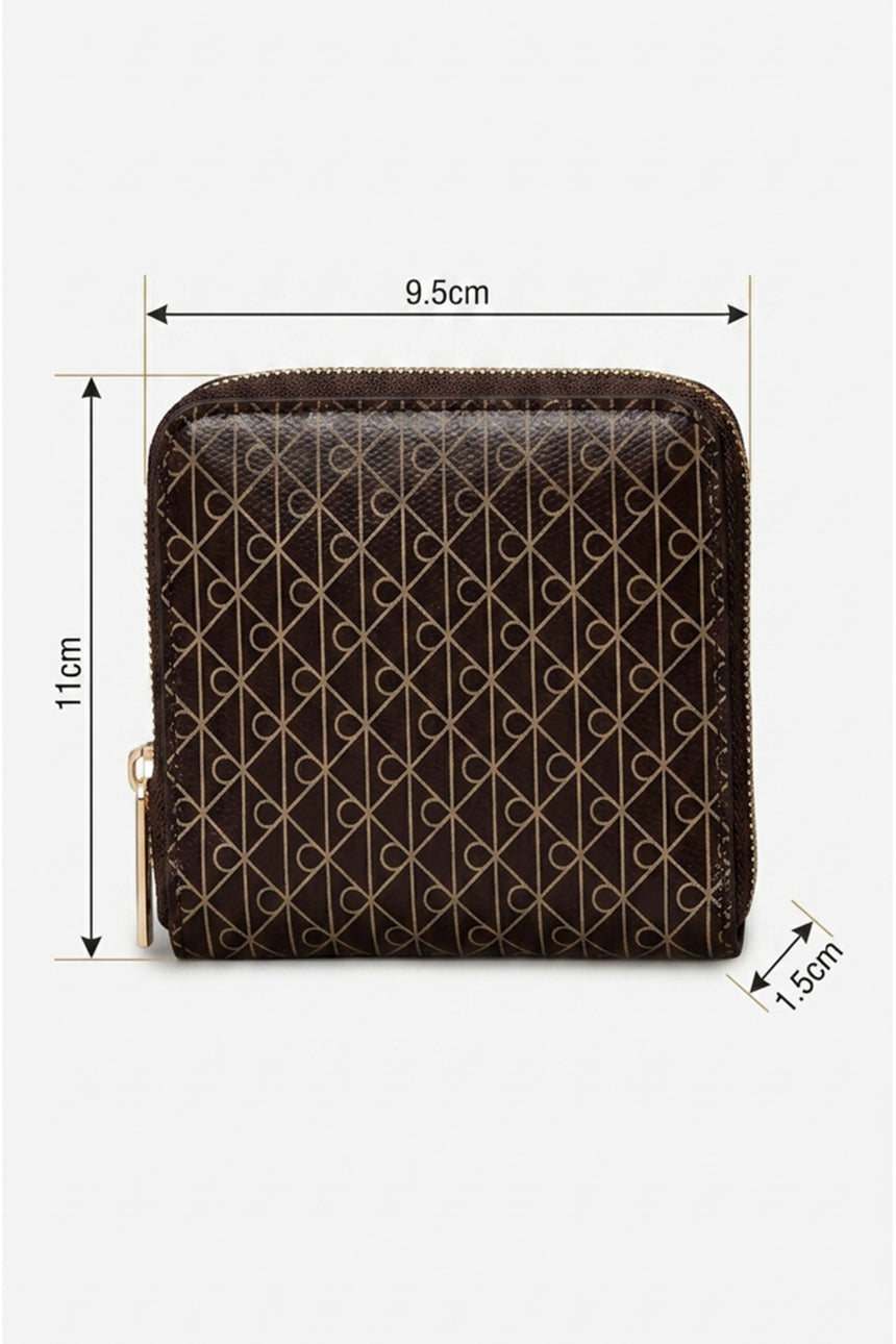 Calvin Klein Kadın EMBLEM AOP SQUARE ZIP AROUND LV04F1089G - Kahverengi