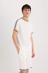 Defacto Erkek T-Shirt C2563Ax - Ekru