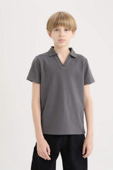 Defacto Çocuk Short Sleeve Polo T-Shirt D7755A8 - Antrasit