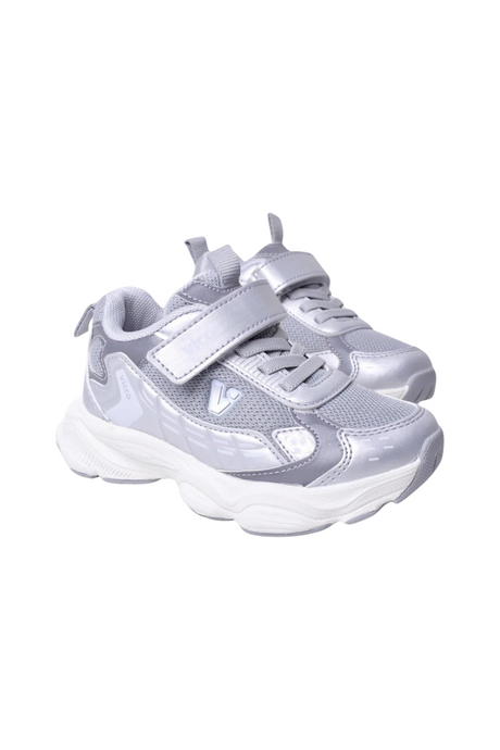 Sporline Vicco gümüş renkli, cırt cırtlı ve file detaylı çocuk sneaker ayakkabı