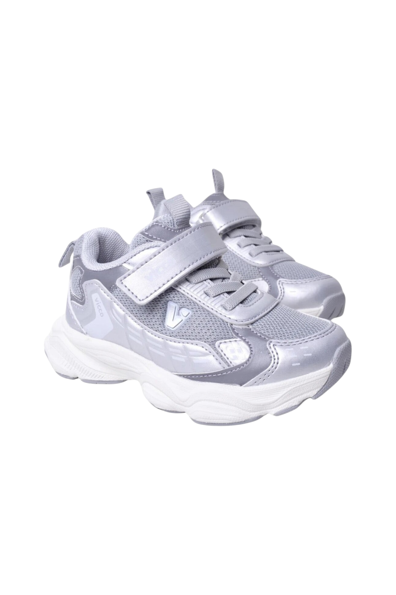 Sporline Vicco gümüş renkli, cırt cırtlı ve file detaylı çocuk sneaker ayakkabı