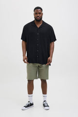JACK&JONES JJEJEFF SOLID RESORT SHIRT S/S SN PLS 12269094 - Siyah