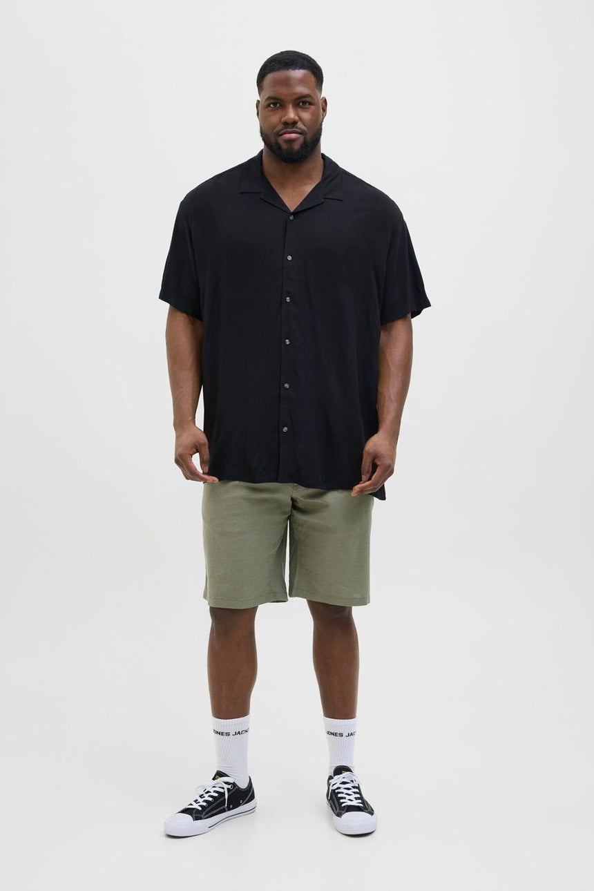 JACK&JONES JJEJEFF SOLID RESORT SHIRT S/S SN PLS 12269094 - Siyah
