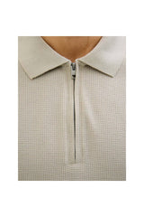 JACK&JONES JJEAUSTIN ZIP POLO SS NOOS 12279177 - Bej/ Açık Gri