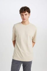 Defacto Erkek Short Sleeve T-Shirt X3926Az - Açık Kahve
