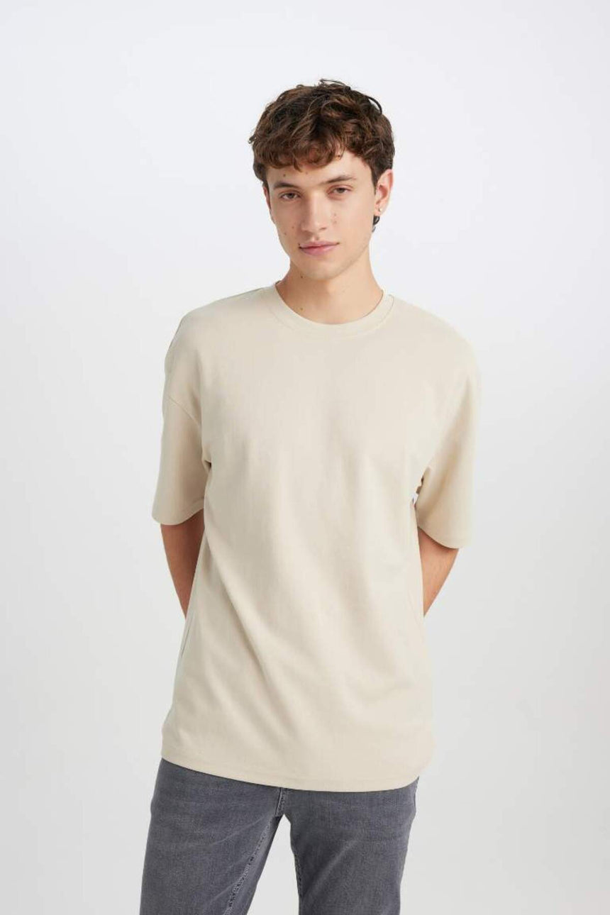 Defacto Erkek Short Sleeve T-Shirt X3926Az - Açık Kahve