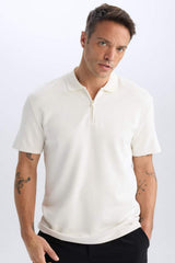 Defacto Erkek Short Sleeve Polo T-Shirt D7227AX - Kırık Beyaz