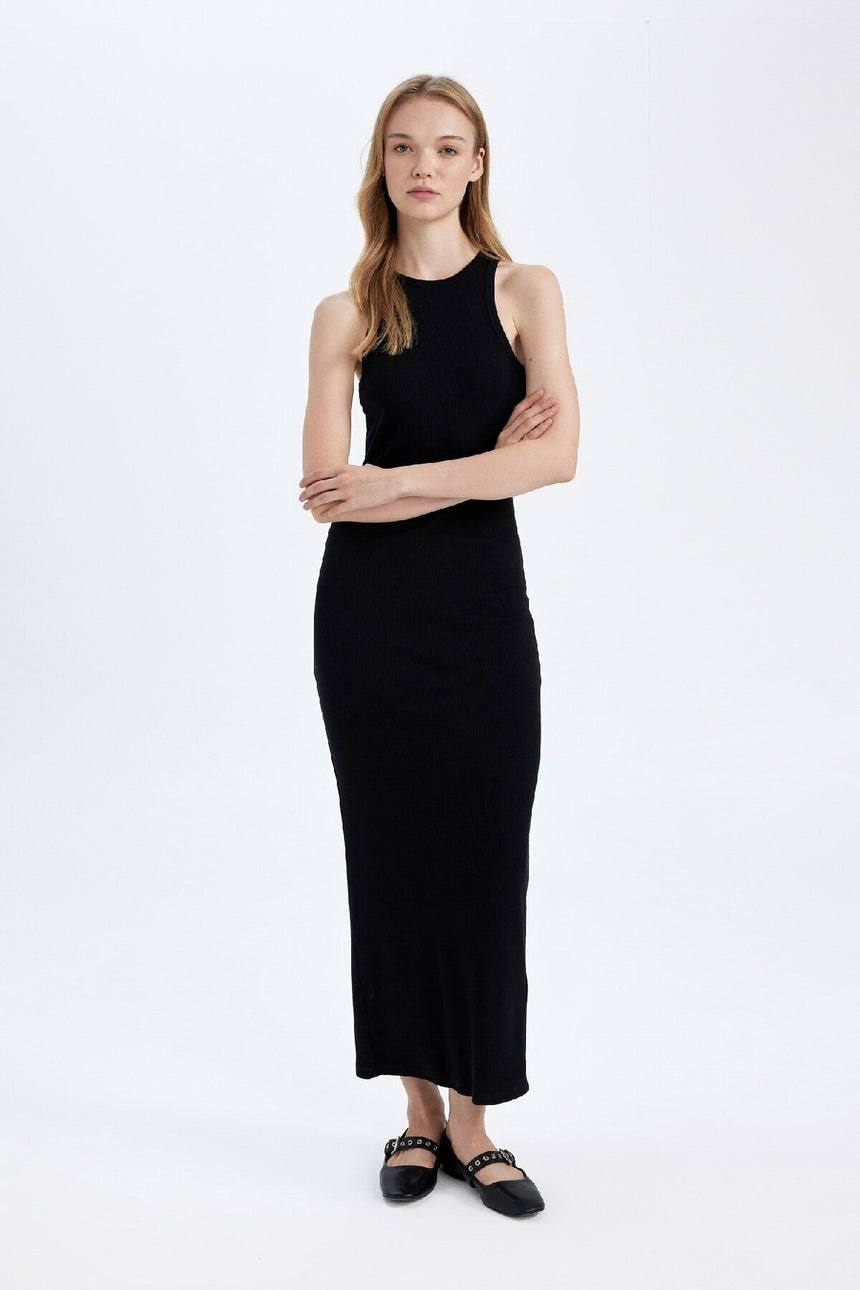 Defacto Kadın Short Sleeve Knitted Dress A4828Ax - Siyah