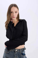 Defacto Kadın Long Sleeve Shirt A0012Ax - Siyah