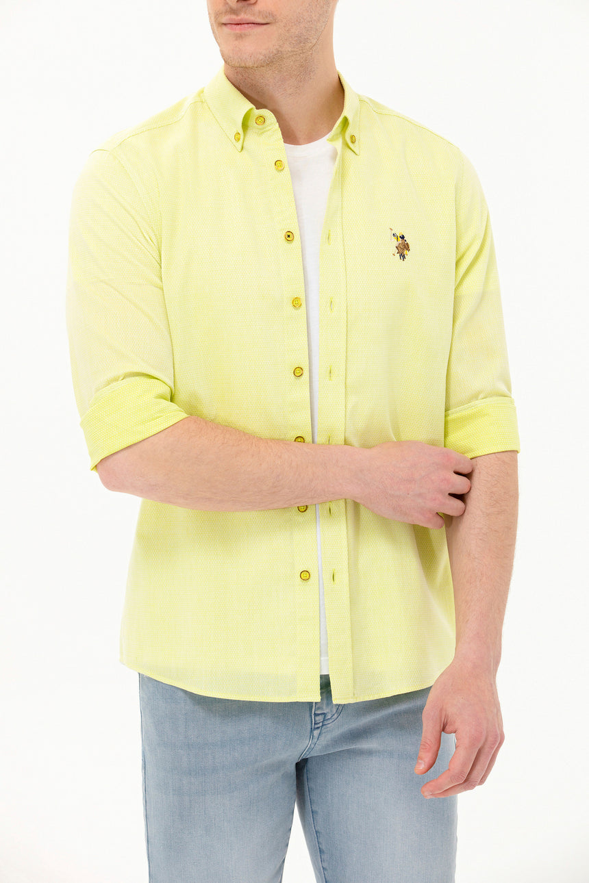 US POLO ASSN ERKEK DOKUMA GÖMLEK 1571045 - Koyu Sarı