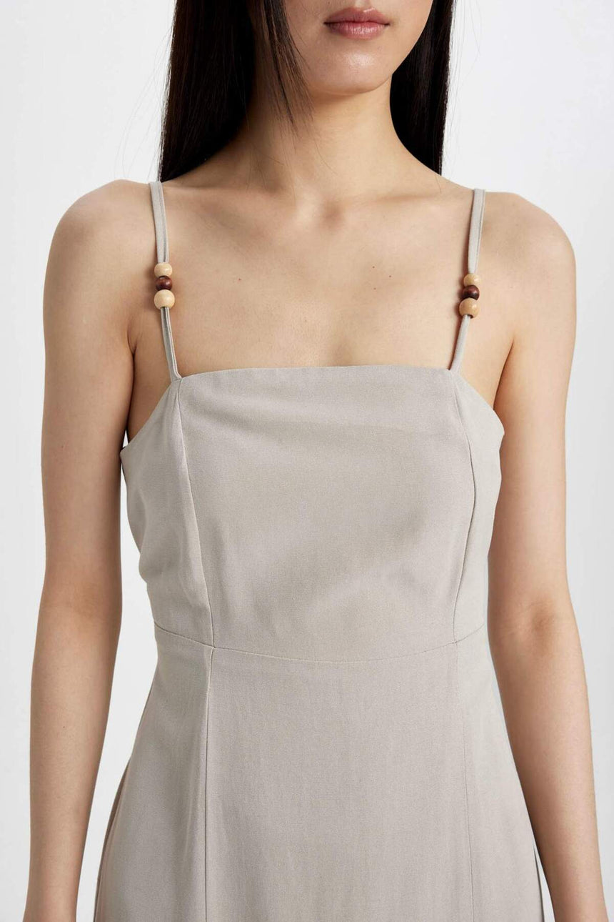 Defacto Kadın Short Sleeve Woven Dress C6130Ax - Kahverengi / Kum Beji
