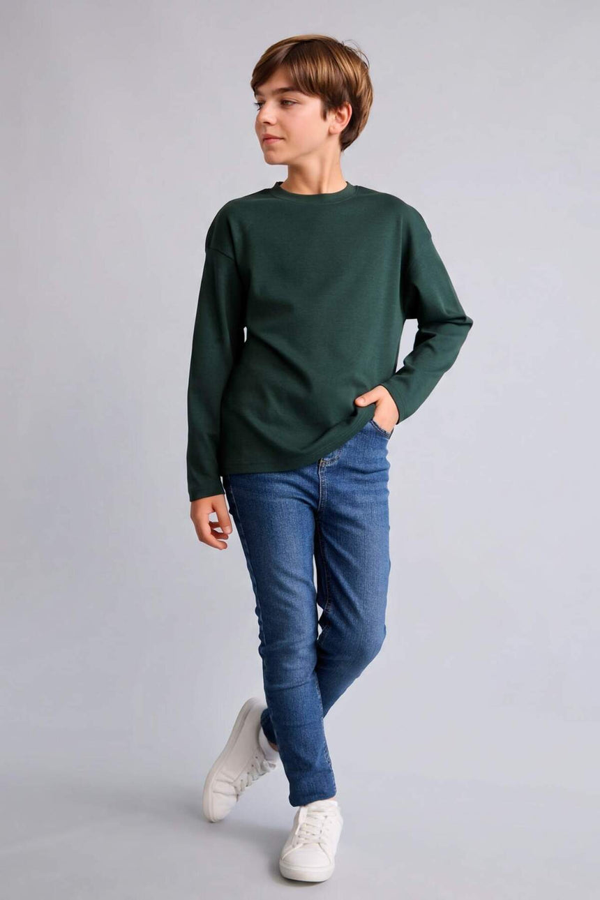 Defacto Çocuk Long Sleeve T-Shirt E9661A8 - Koyu Yeşil