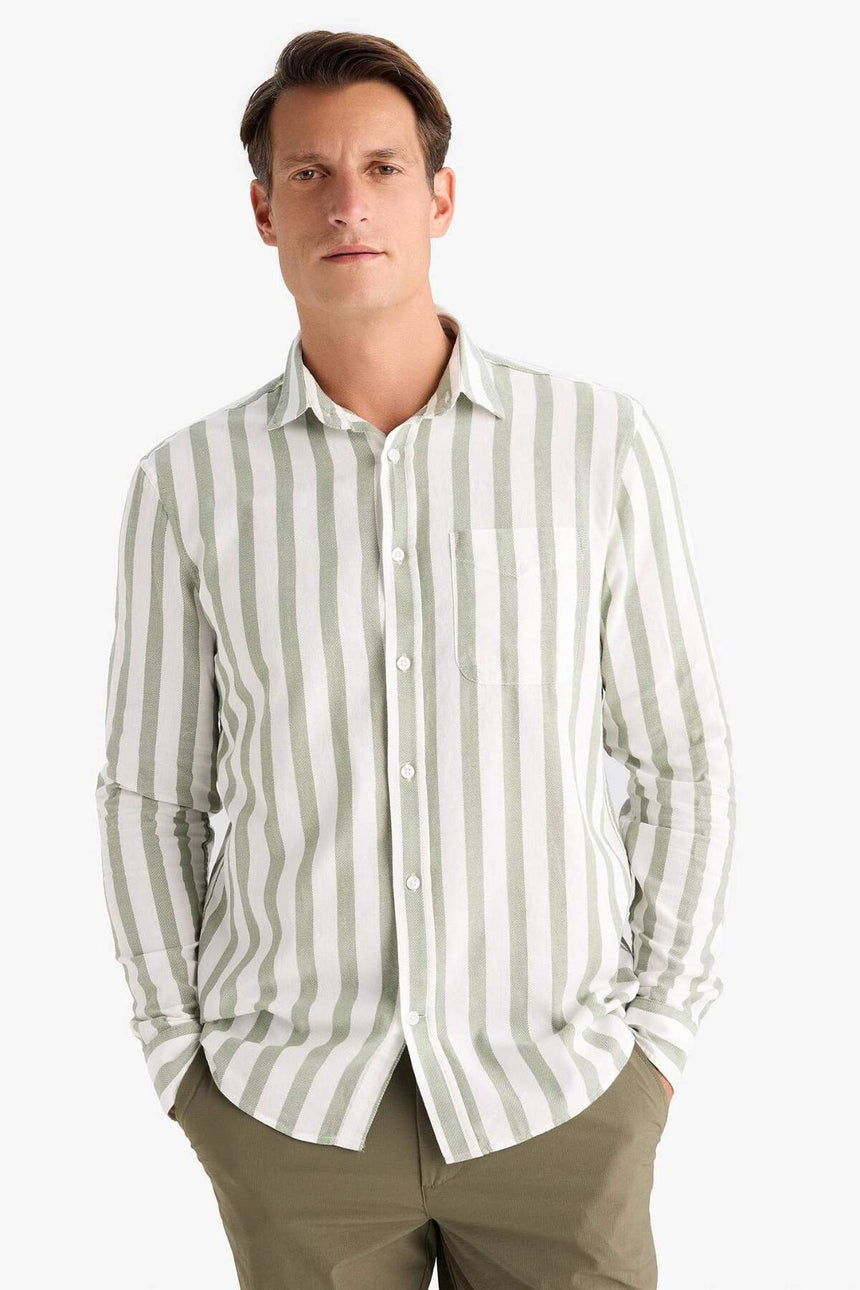 Defacto Erkek Long Sleeve Shirt D6114AX - Açık Yeşil