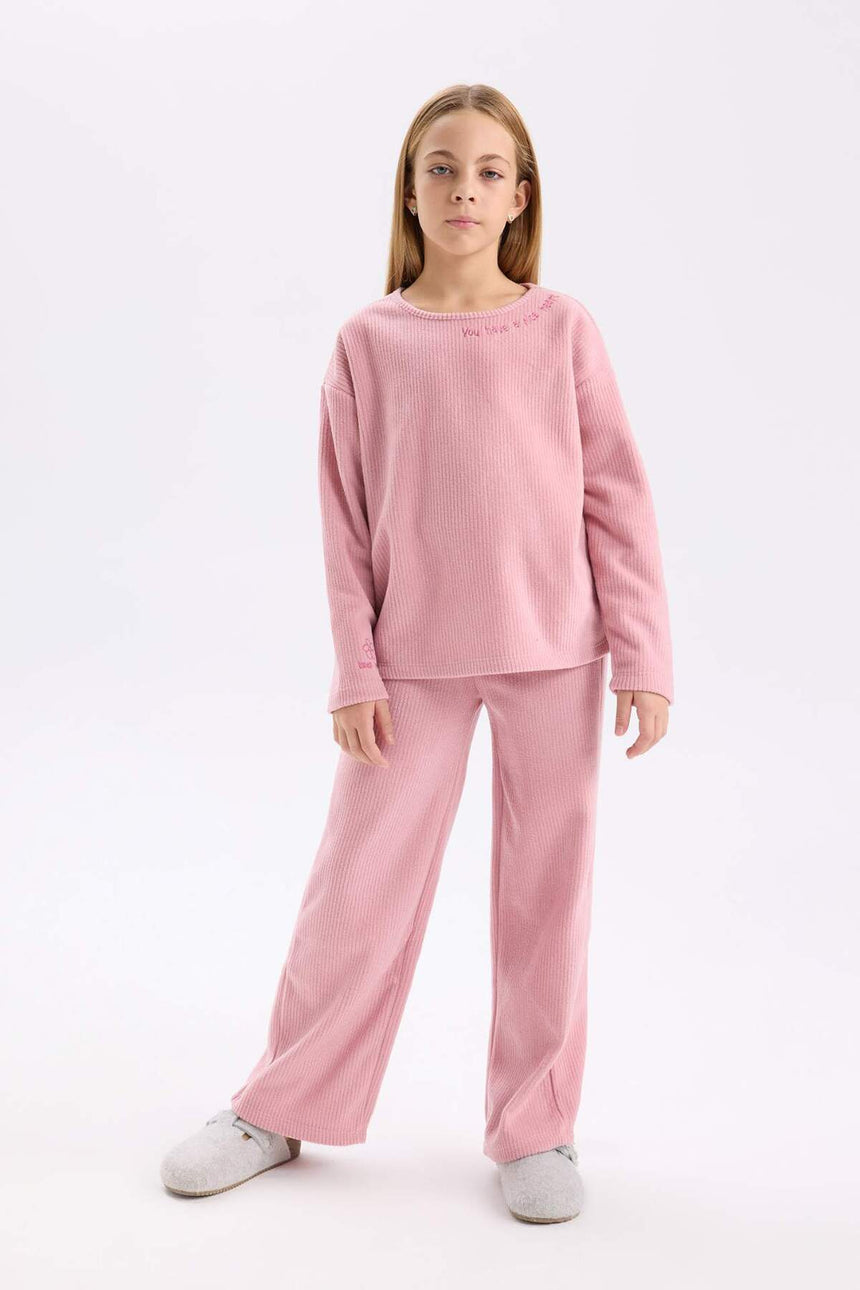 Defacto Çocuk Knitted Pyjamas A9859A8 - Gül Kurusu