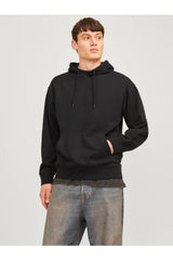 Jack & Jones Plus Bradley Erkek Büyük Beden Kapüşonlu Sweatshirt 12250595 - Siyah
