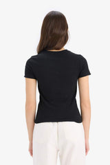 Defacto Kadın Short Sleeve T-Shirt K7064Az - Siyah