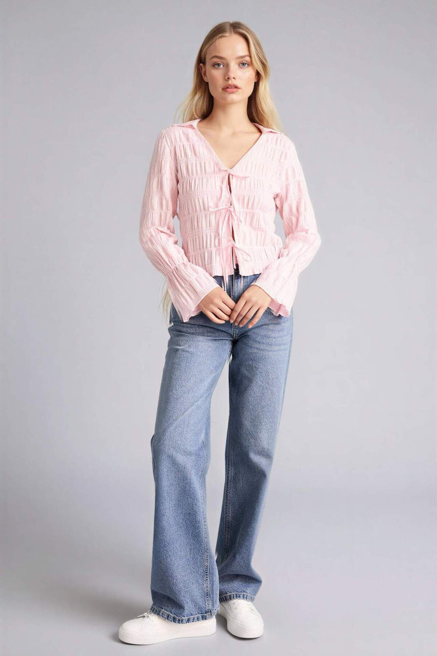 Defacto Kadın Long Sleeve Blouse G9491AX - Açık Pembe