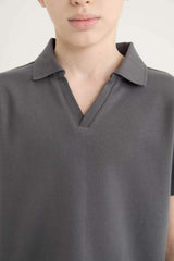 Defacto Çocuk Short Sleeve Polo T-Shirt D7755A8 - Antrasit