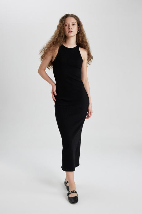 Defacto Kadın Short Sleeve Knitted Dress A4828Ax - Siyah