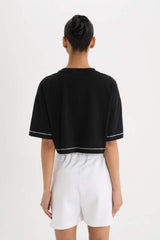 DeFacto B9953AX Kadın T-Shirt - Siyah