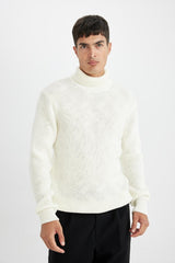 Defacto Erkek Pullover A9517Ax - Kırık Beyaz