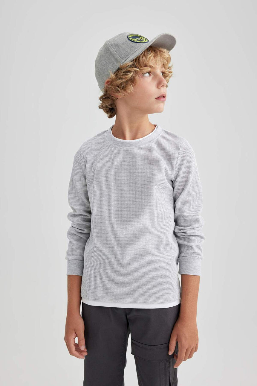 Defacto Çocuk Long Sleeve T-Shirt V1186A6 - Gri
