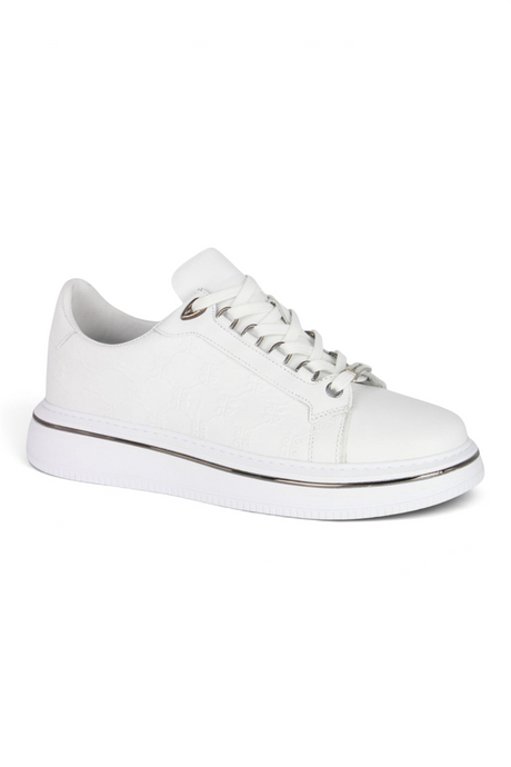 Sporline Pierre Cardin 10231 beyaz erkek sneaker, yan kısımlarında kabartmalı logo detaylı şık günlük spor ayakkabı.