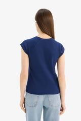 Defacto Kadın Short Sleeve T-Shirt C7334Ax - Koyu Lacivert