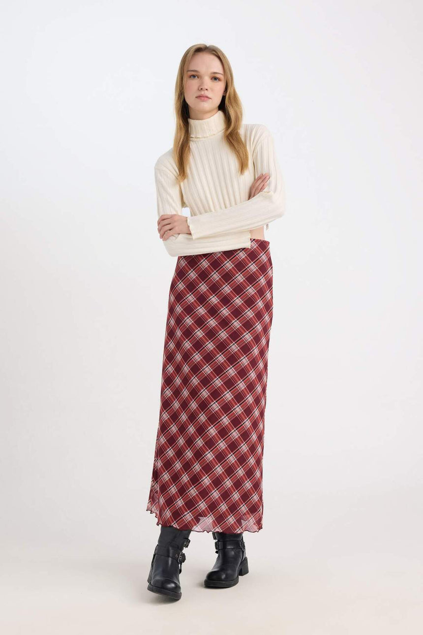 Defacto Kadın Knitted Skirt E1232AX - Bordo