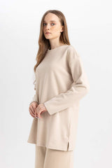 Defacto Kadın Long Sleeve Tunic B3552Ax - Açık Kahve