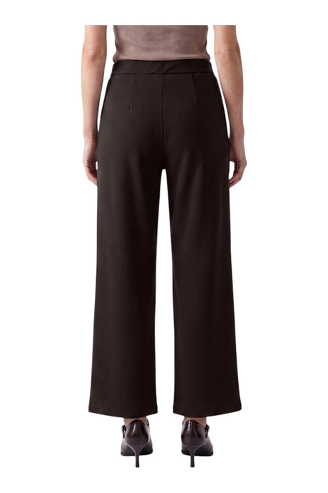 Sporline LC Waikiki kahverengi polyester viskon karışımlı, geniş paçalı kadın pantolonun arkadan görünümü