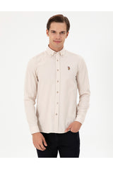 US POLO ASSN ERKEK DOKUMA GÖMLEK 1964729 - Gri/ Bej /Krem