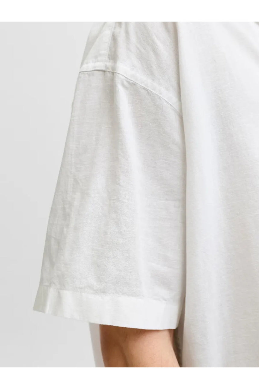 JACK&JONES JJEBREEZE LINEN BLEND RESORT SHIRT SS SN 12288594 - Beyaz