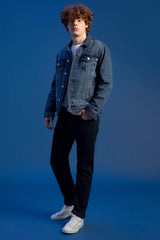 DeFacto W7086AZ Erkek Jean Pantolon - Mavi / Siyah
