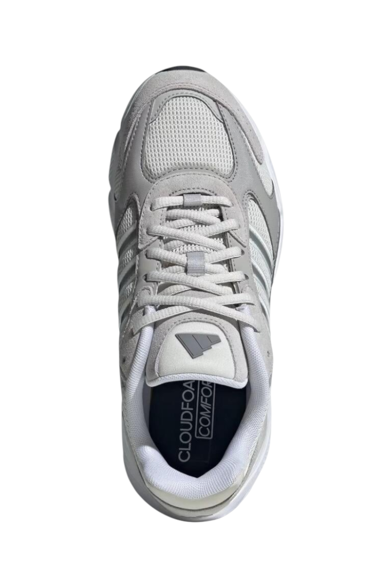Sporline adidas Crazychaos 2000 gri kadın sneaker, süet deri ve tekstil detaylı, üstten görünüm