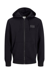 Jack & Jones Corp Logo Erkek Kapüşonlu Fermuarlı Sweatshirt 12265177 - Siyah