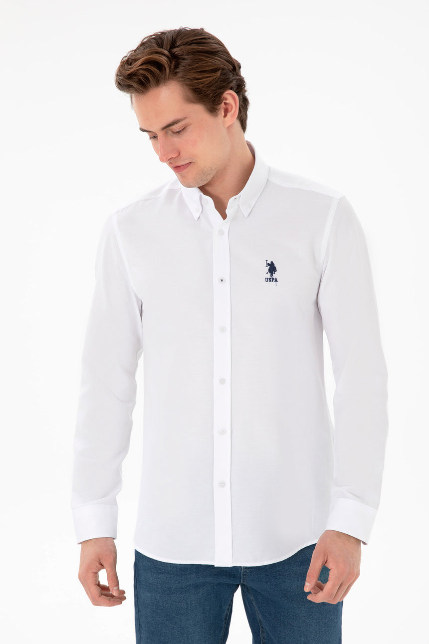 US POLO ASSN ERKEK DOKUMA GÖMLEK 2084085 - Beyaz