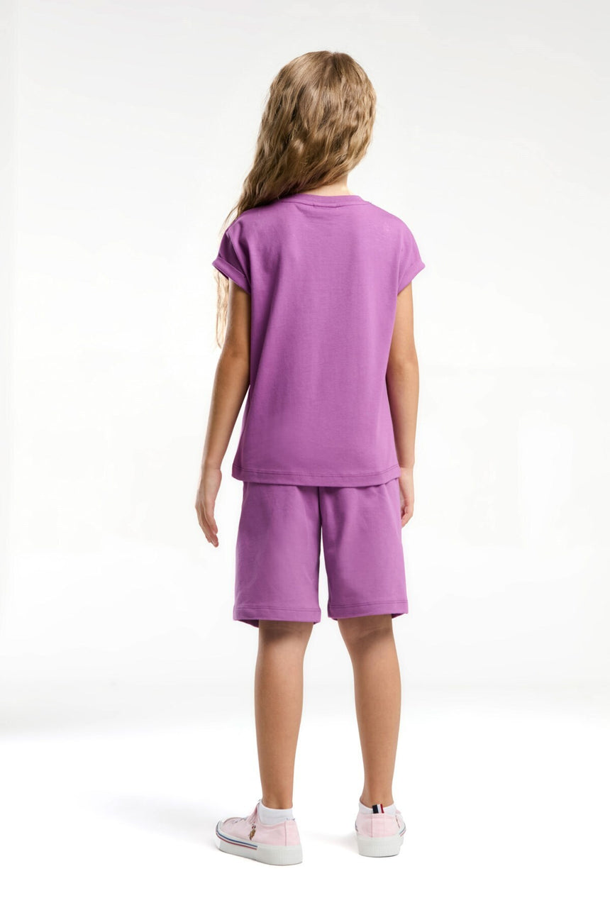 U.S. Polo Assn. Kız Garson Bermuda Takım Us2086-G - Mor