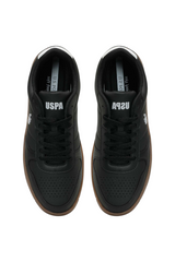 Sporline U.S. Polo Assn. siyah erkek sneaker, PVC ve PU malzemeden üretilmiş, üstten görünüm.