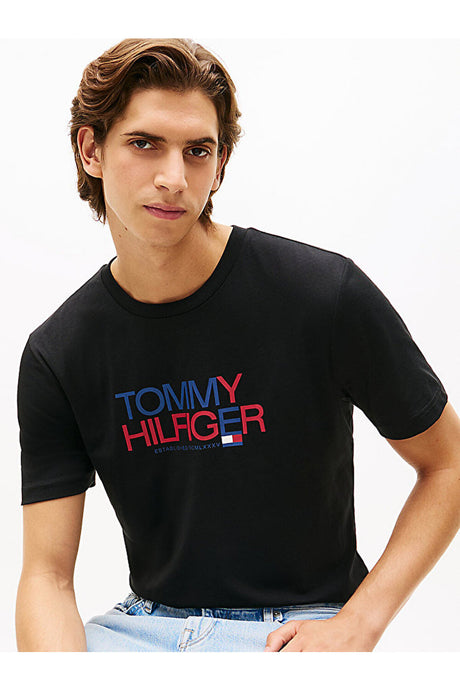 Tommy Hilfiger Erkek BRAND LOVE BIG TEXT TEE MW0MW42369BDS - Siyah