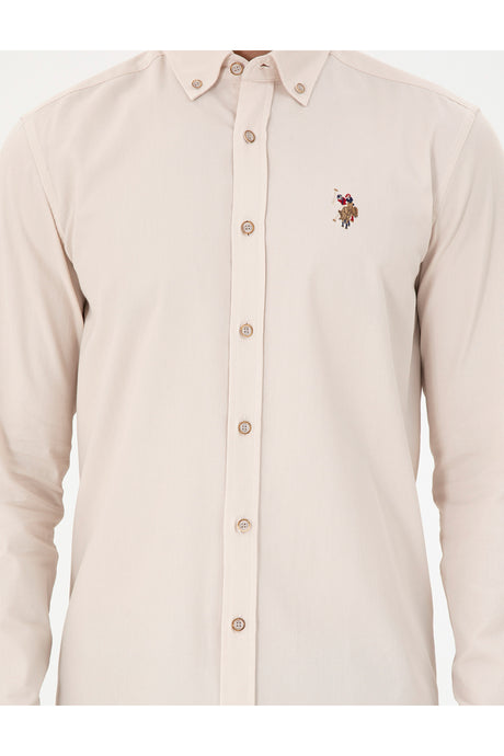 US POLO ASSN ERKEK DOKUMA GÖMLEK 1964729 - Gri/ Bej /Krem