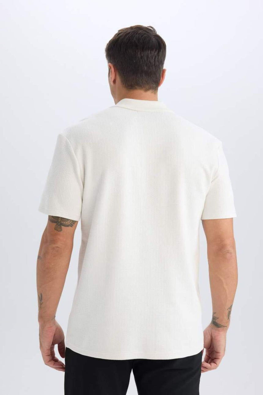Defacto Erkek Short Sleeve Polo T-Shirt D7227AX - Kırık Beyaz