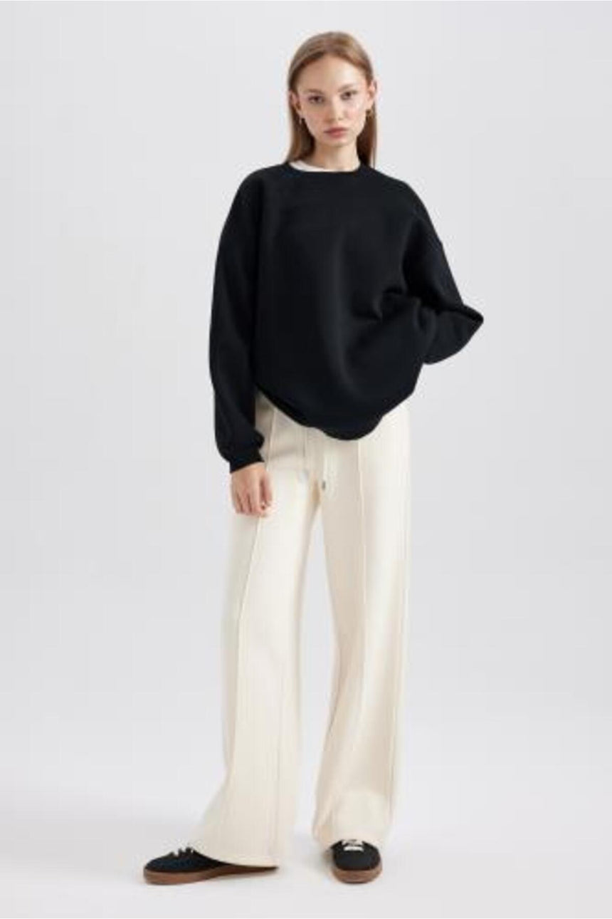 Defacto Kadın Sweat Shirt Y1346Az - Siyah