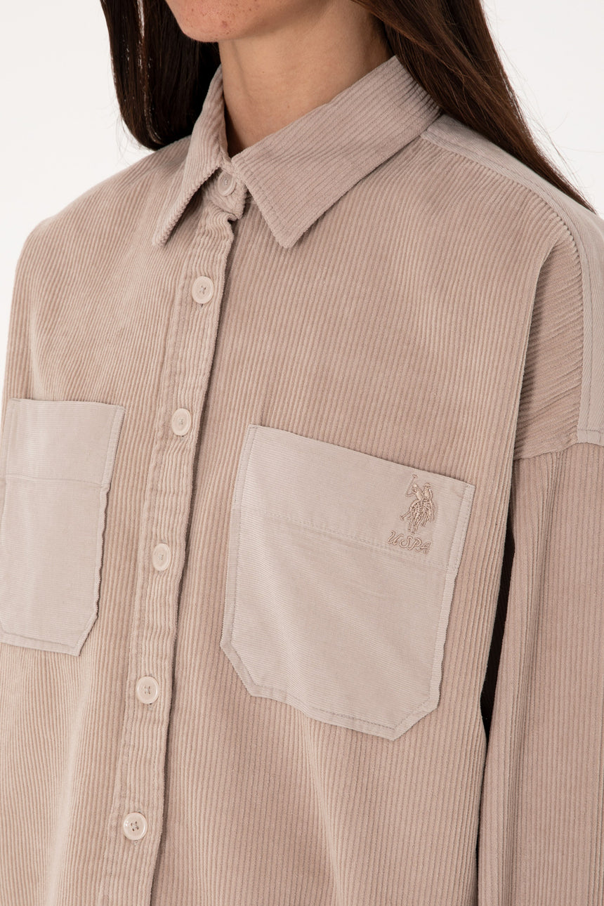US POLO ASSN BAYAN DOKUMA GÖMLEK 1942999 - Gri/ Bej /Krem